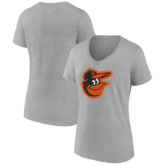 Baltimore Orioles Women's Official Logo V-Neck T-Shirt - Gray - MLB Lifestyle