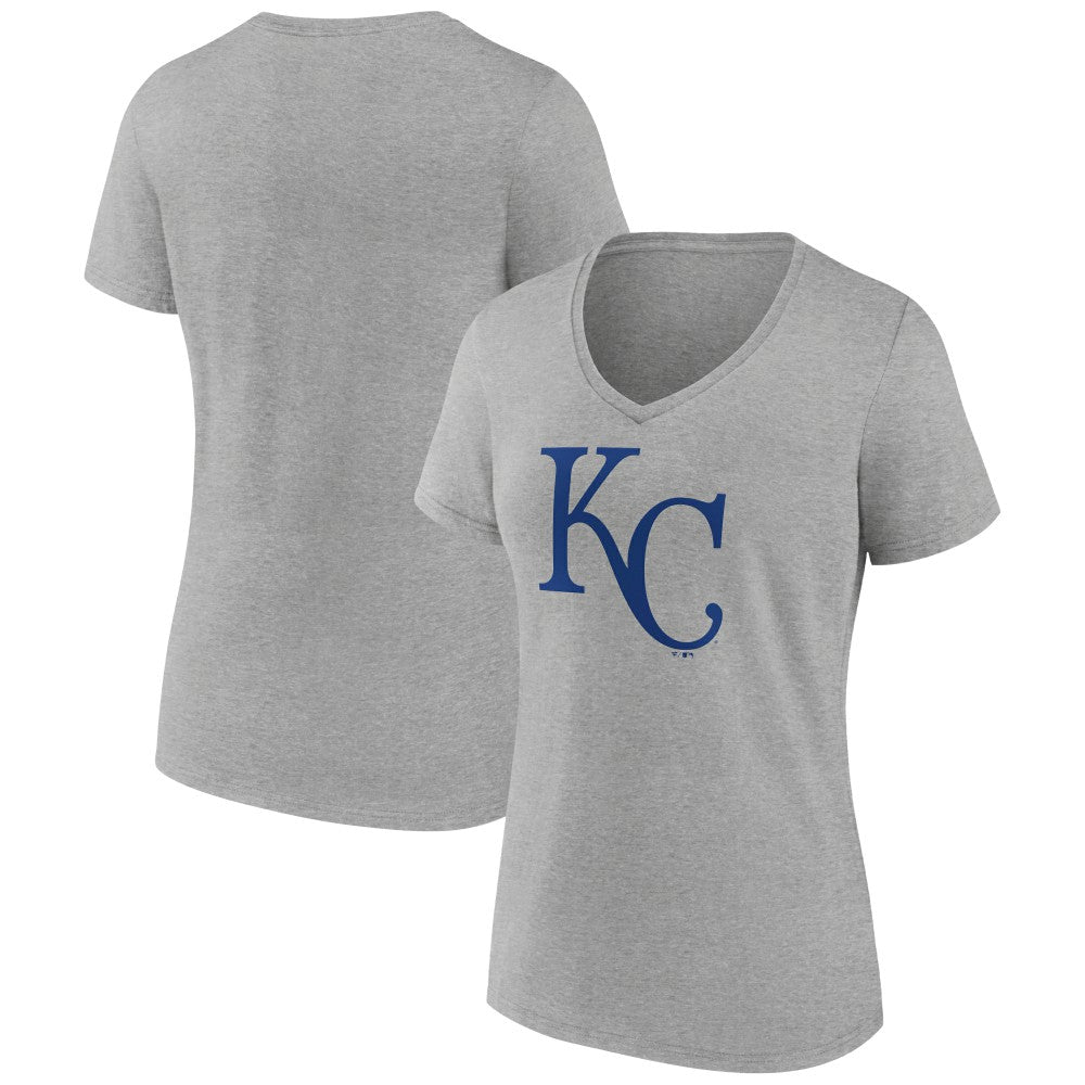 Kansas City Royals Women's Official Logo V-Neck T-Shirt - Gray - MLB Lifestyle