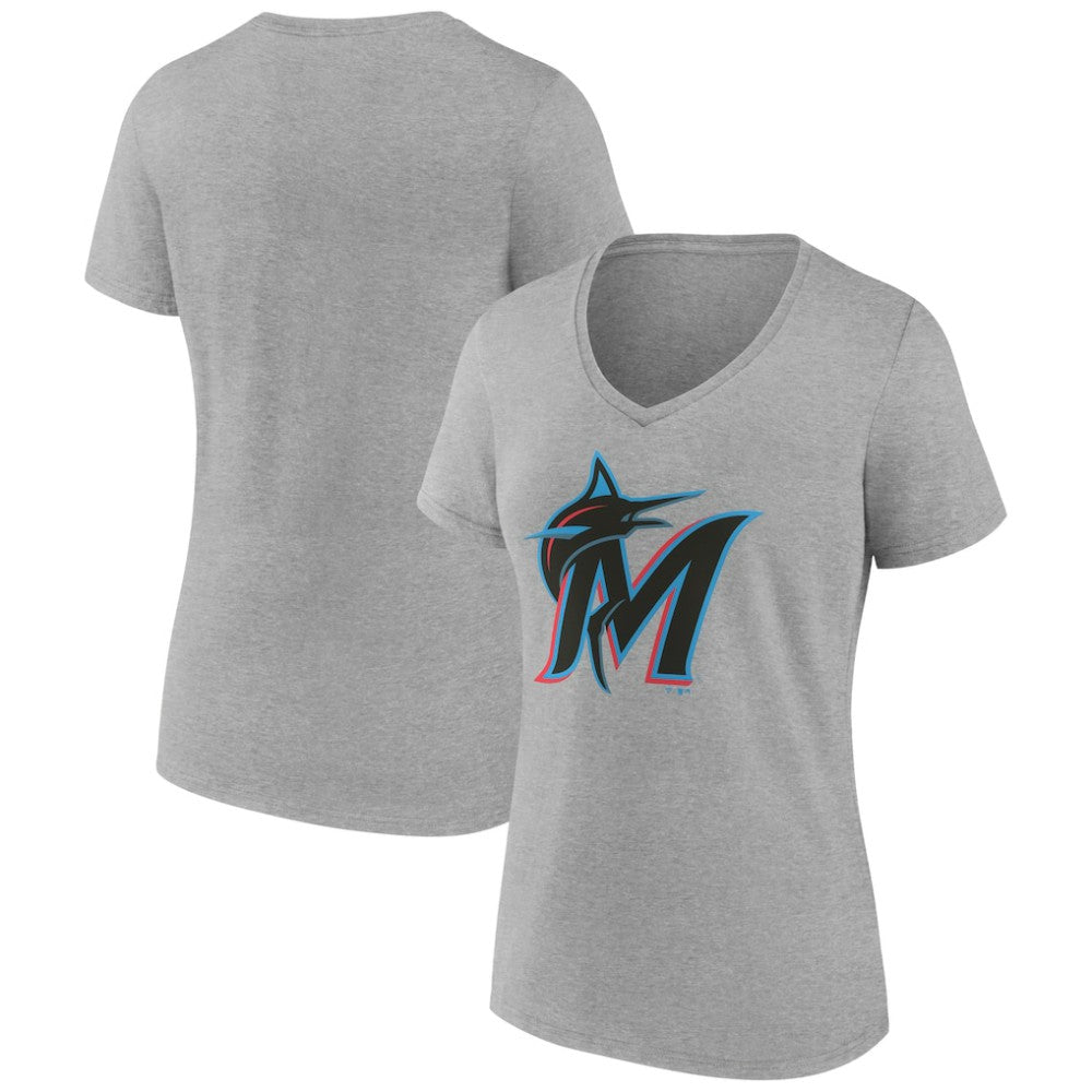 Miami Marlins Women's Official Logo V-Neck T-Shirt - Gray - MLB Online