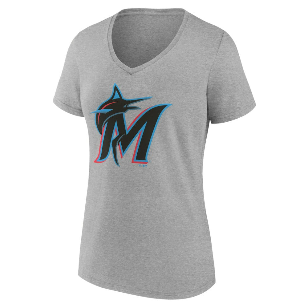 Miami Marlins Women's Official Logo V-Neck T-Shirt - Gray - MLB Online