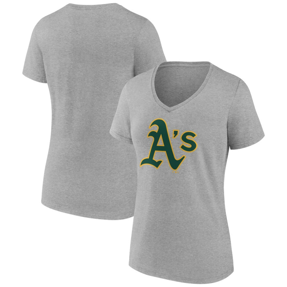 Athletics Women's Official Logo V-Neck T-Shirt - Gray - MLB Online