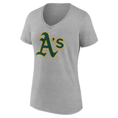 Athletics Women's Official Logo V-Neck T-Shirt - Gray - MLB Online