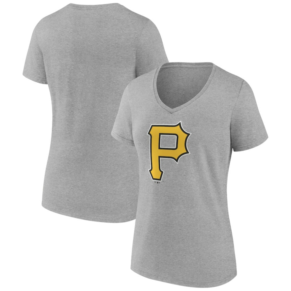 Pittsburgh Pirates Women's Official Logo V-Neck T-Shirt - Gray - MLB Sale