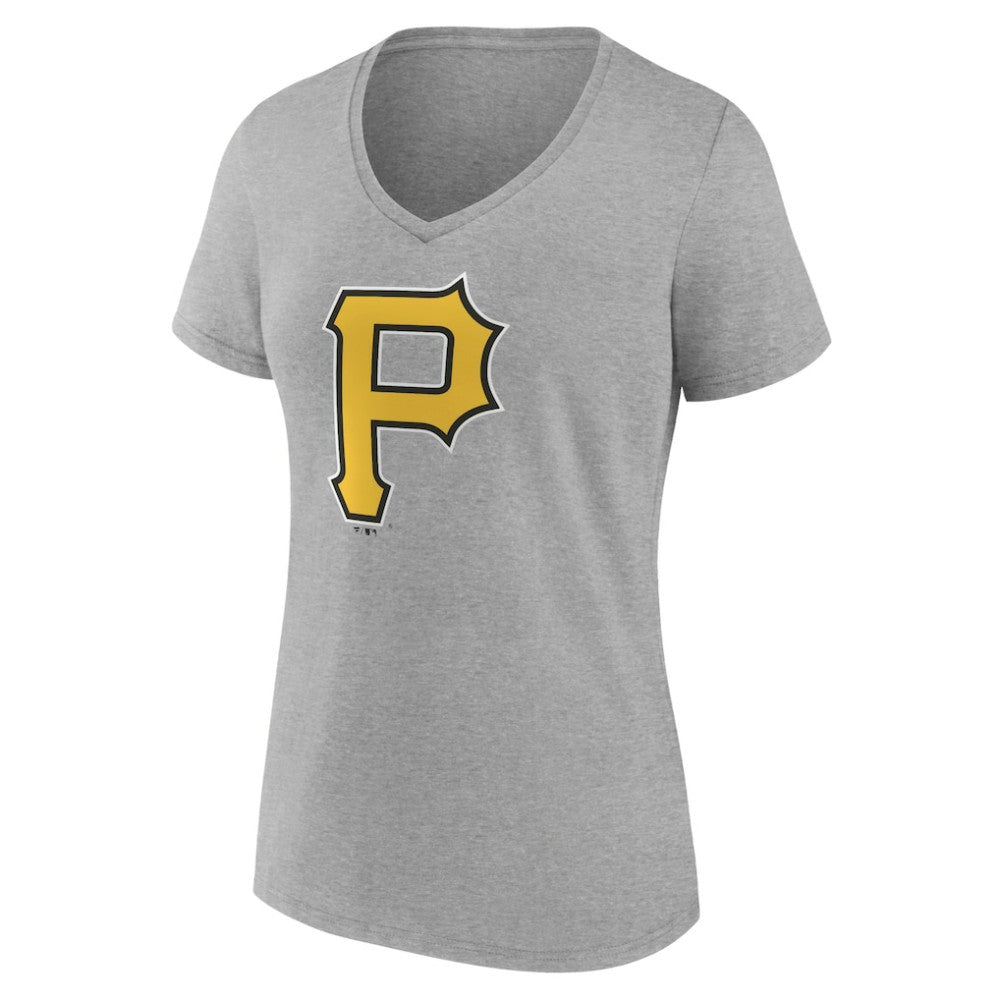 Pittsburgh Pirates Women's Official Logo V-Neck T-Shirt - Gray - MLB Sale