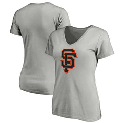 San Francisco Giants Women's Official Logo V-Neck T-Shirt - Gray - MLB Discount