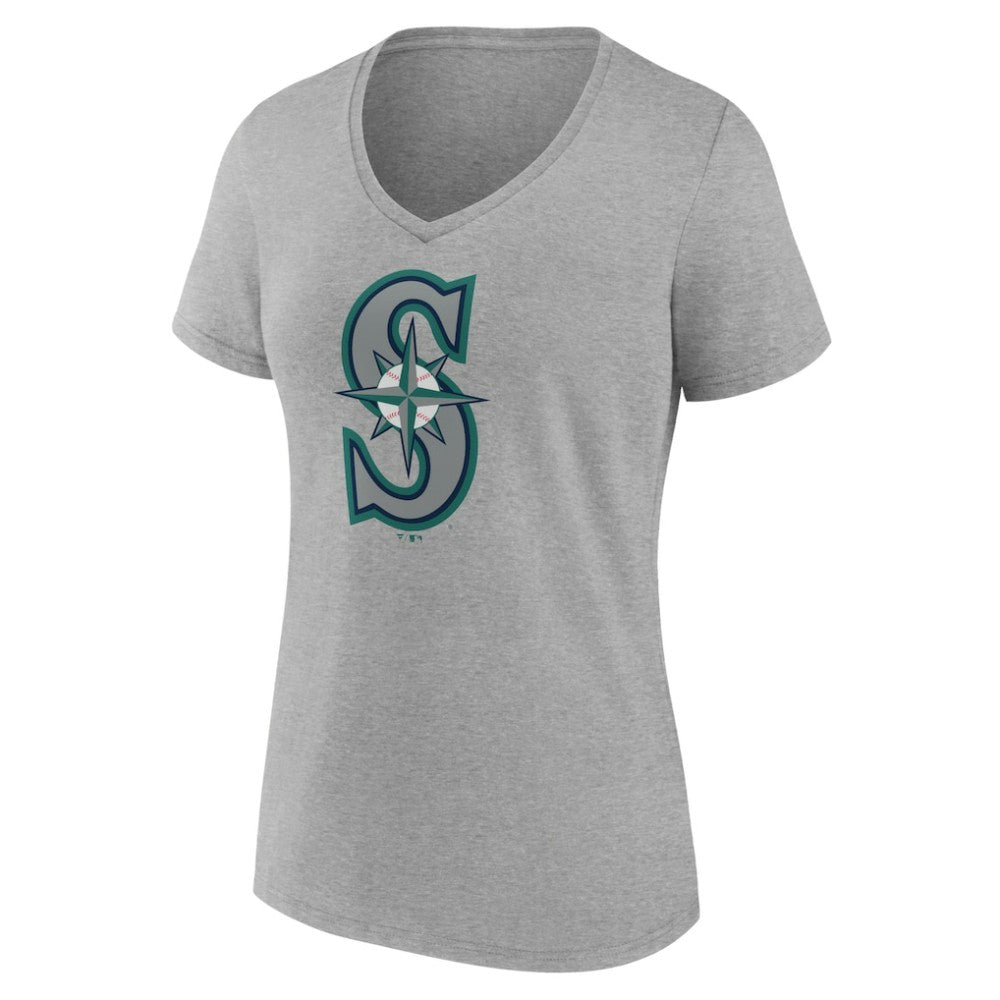 Seattle Mariners Women's Official Logo V-Neck T-Shirt - Gray - MLB Discount