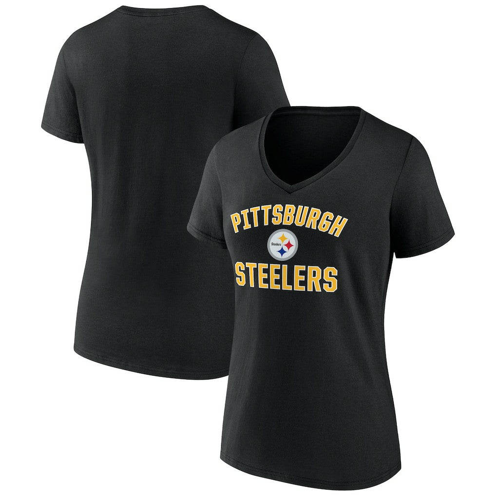 Pittsburgh Steelers Women's Victory Arch Team V-Neck T-Shirt Black