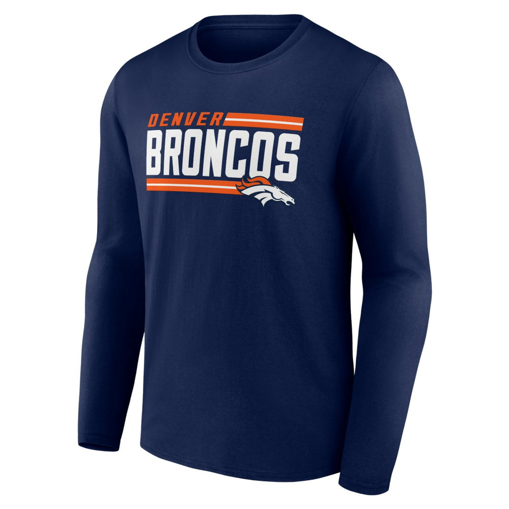 Denver Broncos On Side Stripe Team Long Sleeve T-Shirt Navy