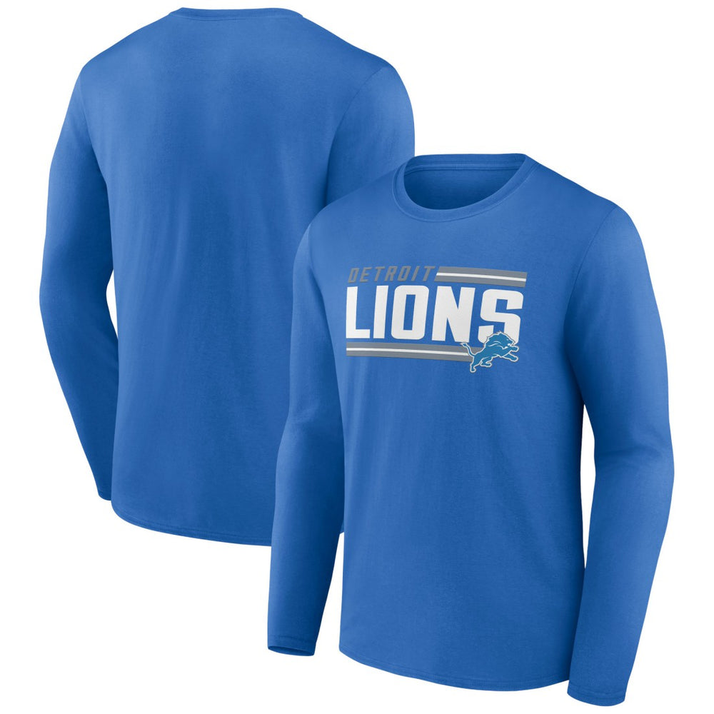 Detroit Lions On Side Stripe Team Long Sleeve T-Shirt Blue