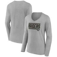 Las Vegas Raiders Women's On Side Stripe Long Sleeve V-Neck T-Shirt Gray