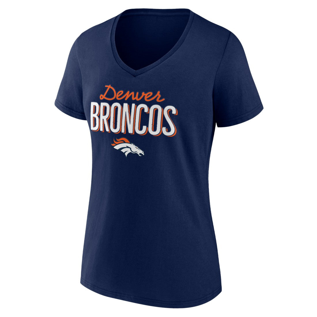 Denver Broncos Women's Nostalgia V-Neck T-Shirt Navy