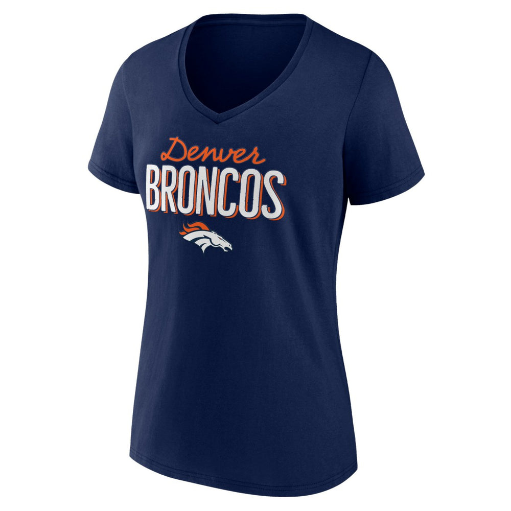 Denver Broncos Women's Nostalgia V-Neck T-Shirt Navy