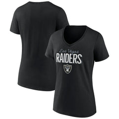 Las Vegas Raiders Women's Nostalgia V-Neck T-Shirt Black