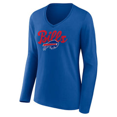 Buffalo Bills Women's Freehand Team Long Sleeve V-Neck T-Shirt Royal