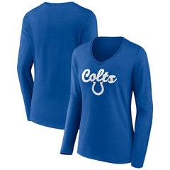 Indianapolis Colts Women's Freehand Team Long Sleeve V-Neck T-Shirt Royal