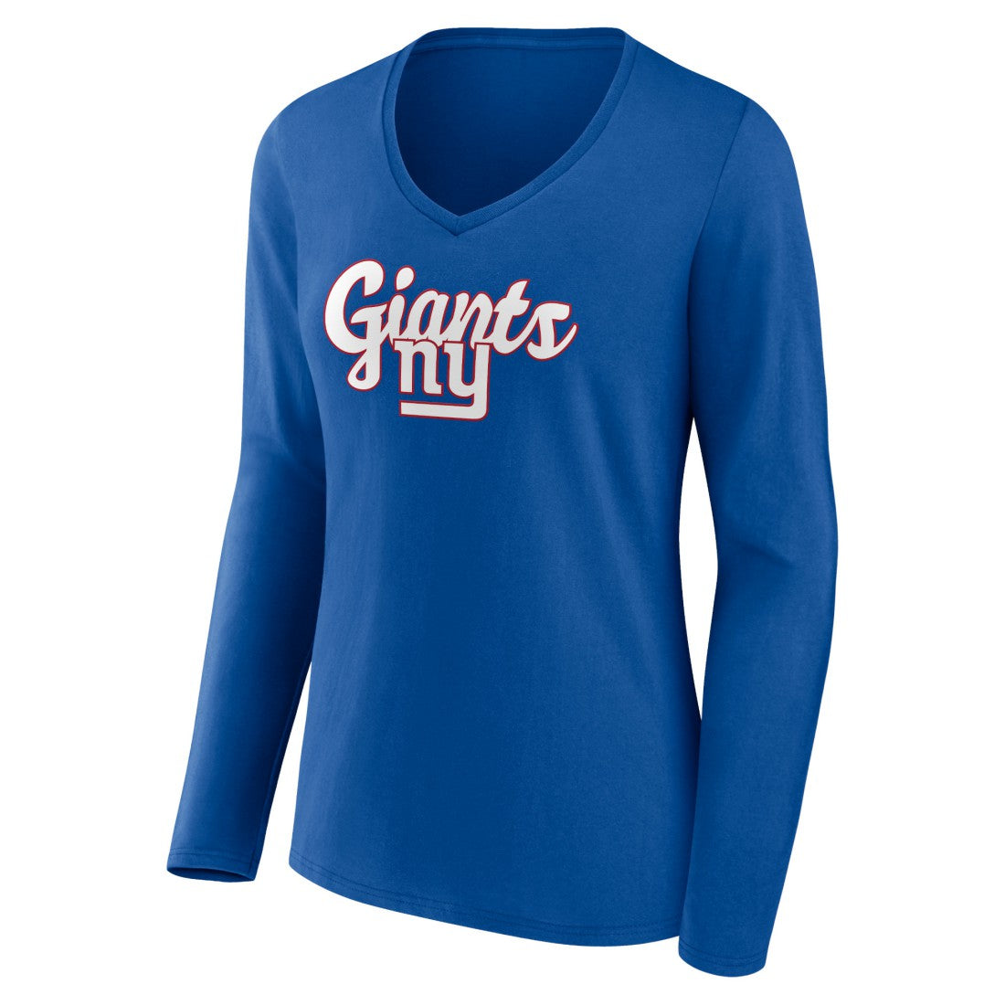 New York Giants Women's Freehand Team Long Sleeve V-Neck T-Shirt Royal