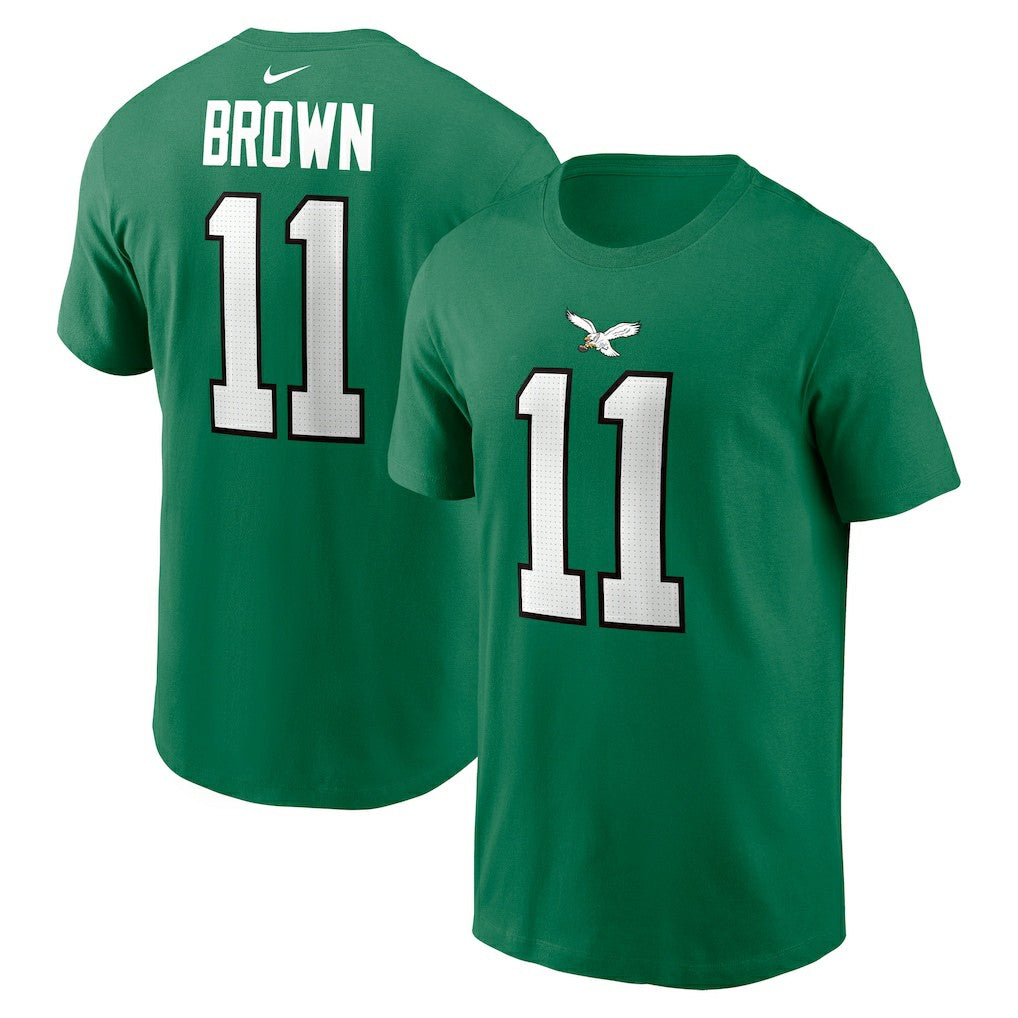 Nike A.J. Brown Philadelphia Eagles Alternate Player Name & Number T-Shirt Kelly Green