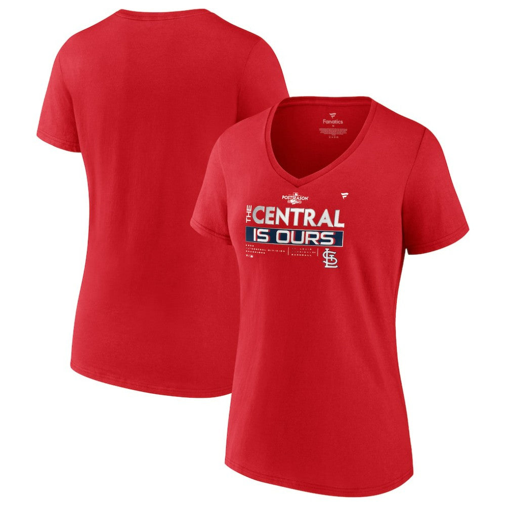 St. Louis Cardinals Fanatics Women's 2022 NL Central Division Champions Locker Room V-Neck T-Shirt - Red - Fanatics Sale