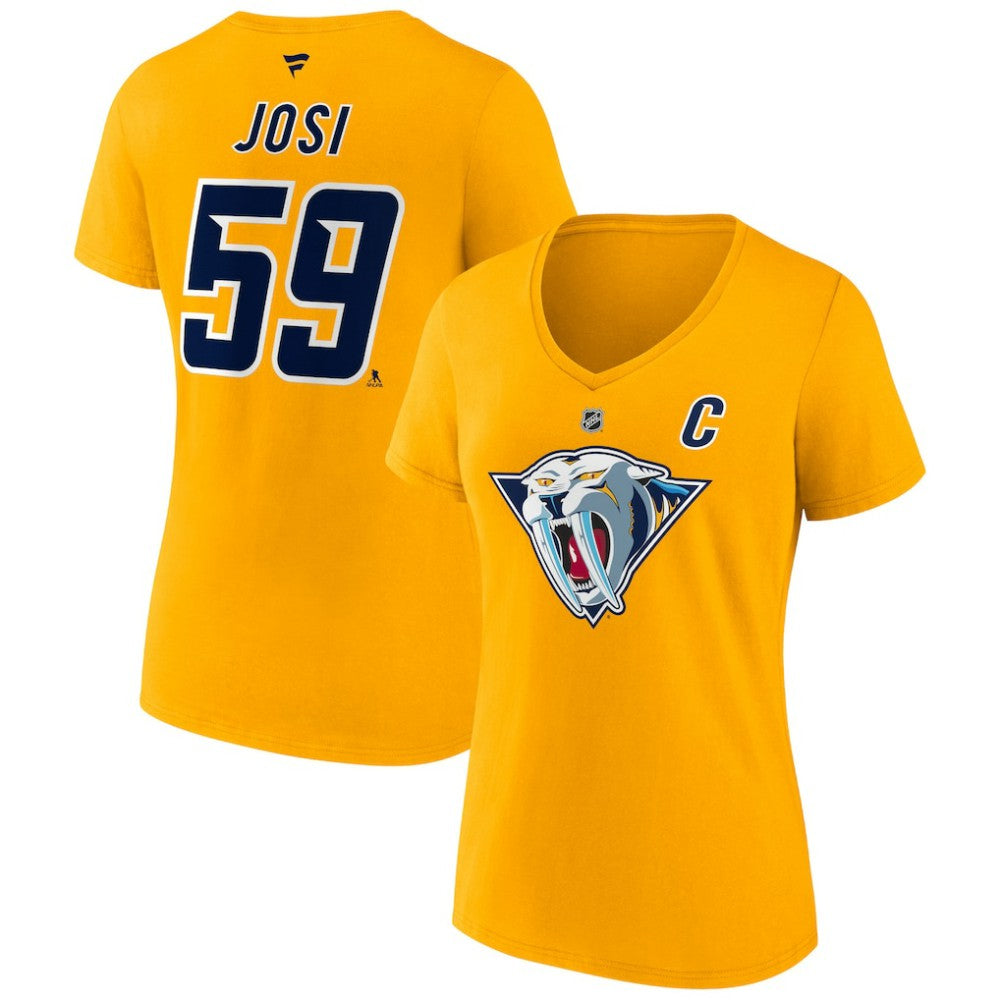 Roman Josi Nashville Predators Fanatics Women's Special Edition 2.0 Name & Number V-Neck T-Shirt - Yellow - NHL 5079635
