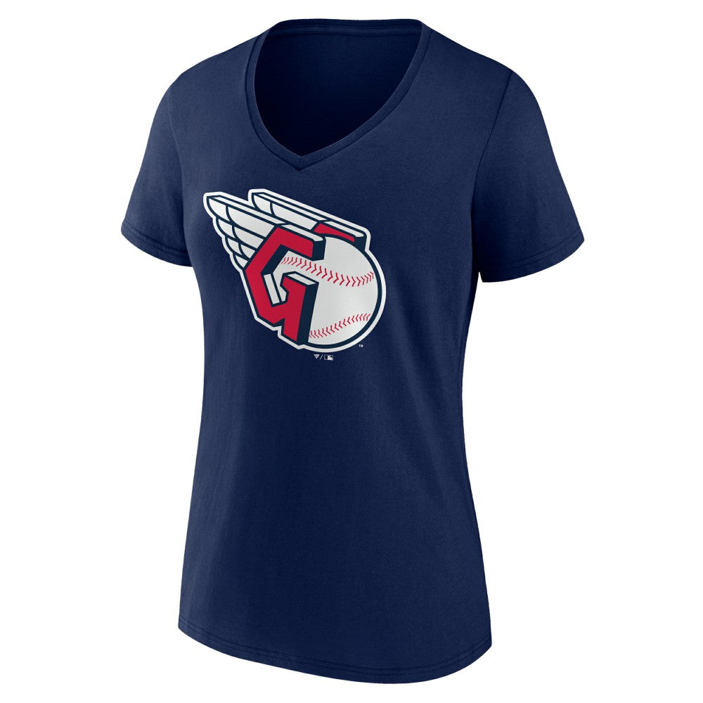 Cleveland Guardians Women's Official Logo V-Neck T-Shirt - Navy - MLB Discount