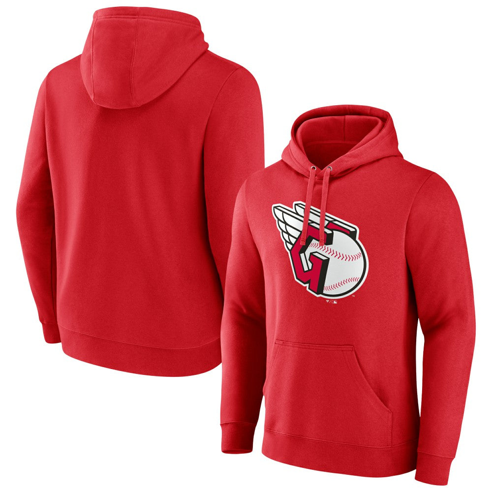 Cleveland Guardians Official Logo Pullover Hoodie - Red - MLB Lifestyle
