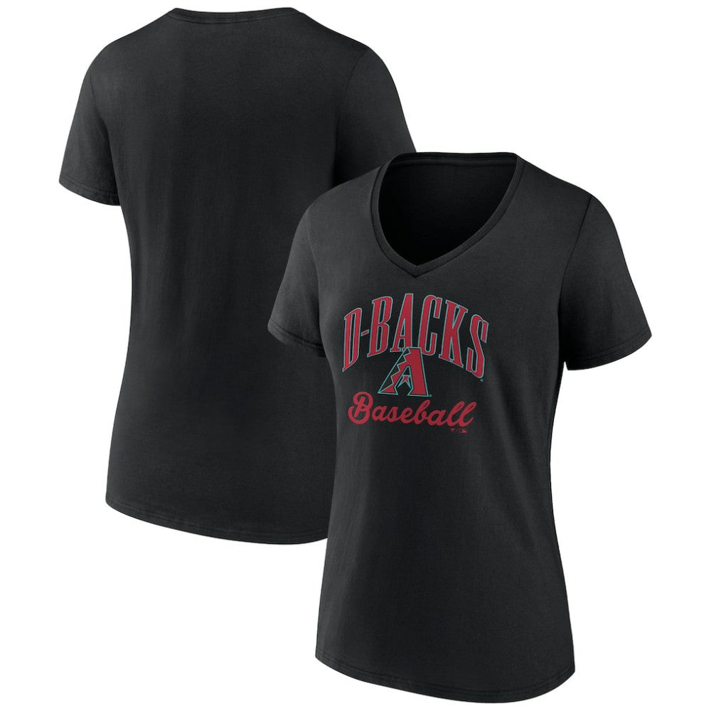 Arizona Diamondbacks Women's Victory Script Team V-Neck T-Shirt - Black - MLB Sale