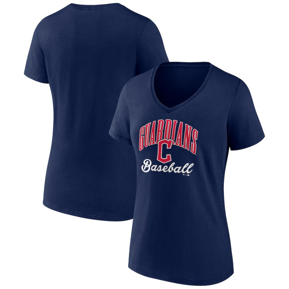 Cleveland Guardians Women's Victory Script Team V-Neck T-Shirt - Navy - MLB Sale