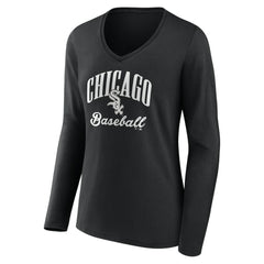 Chicago White Sox Women's Victory Script Long Sleeve V-Neck T-Shirt - Black - MLB Sale