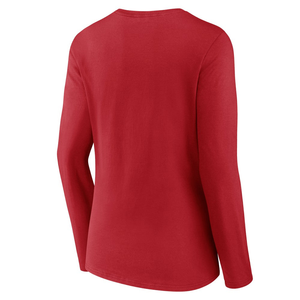 Cincinnati Reds Women's Victory Script Long Sleeve V-Neck T-Shirt - Red - MLB Online