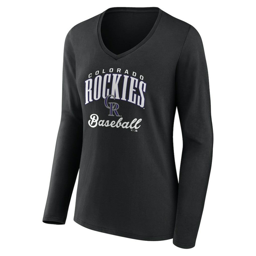 Colorado Rockies Women's Victory Script Long Sleeve V-Neck T-Shirt - Black - MLB Online