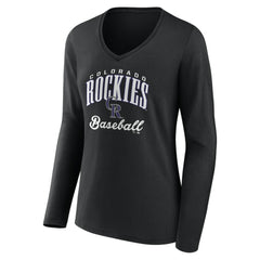 Colorado Rockies Women's Victory Script Long Sleeve V-Neck T-Shirt - Black - MLB Online