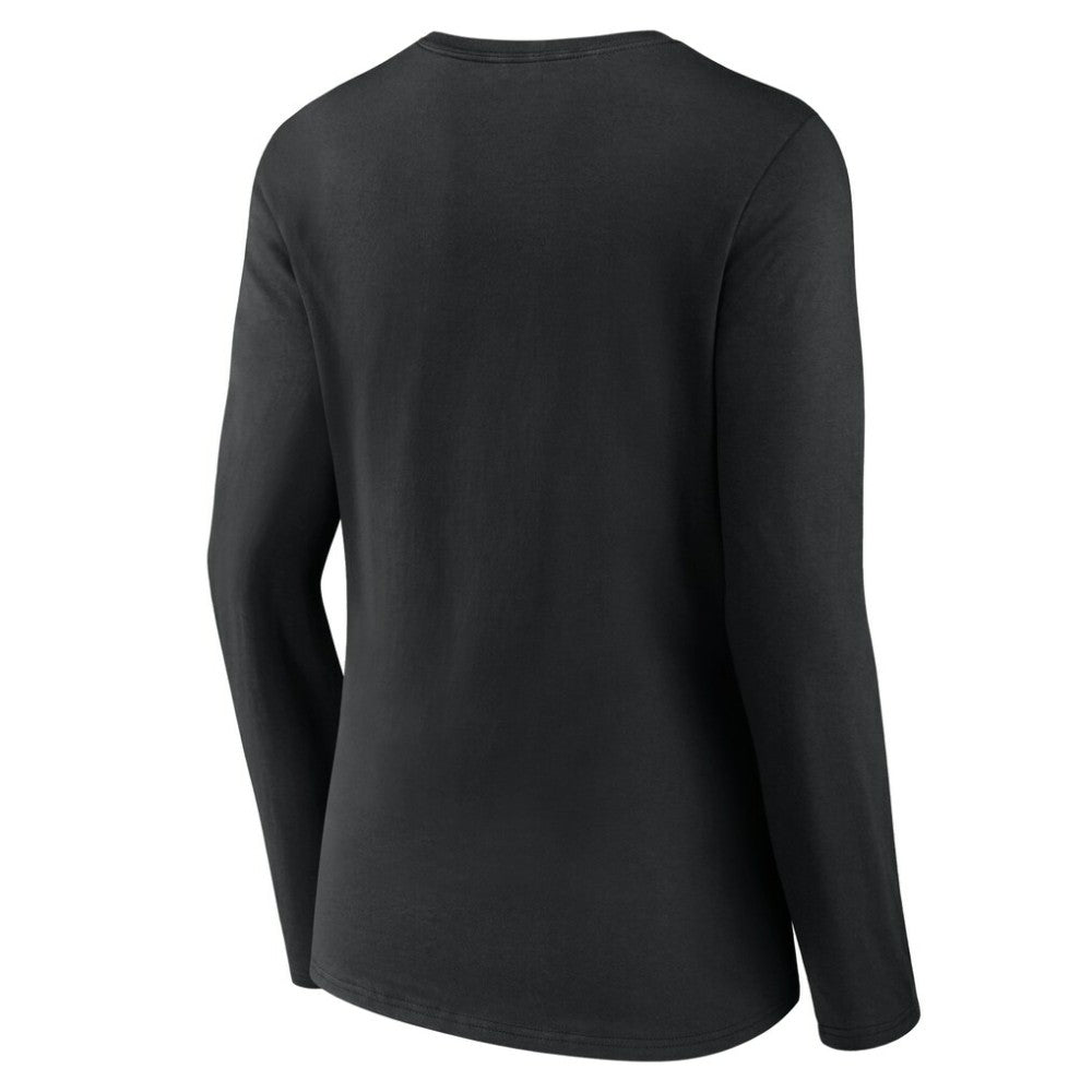 Miami Marlins Women's Victory Script Long Sleeve V-Neck T-Shirt - Black - MLB Lifestyle