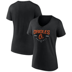 Baltimore Orioles Women's Live For It Team V-Neck T-Shirt - Black - MLB Sale