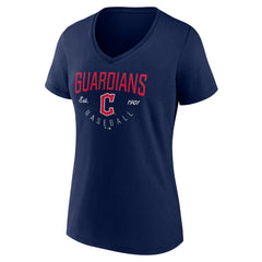 Cleveland Guardians Women's Live For It Team V-Neck T-Shirt - Navy - MLB on Sale