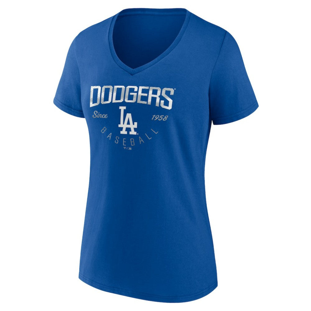 Los Angeles Dodgers Women's Live For It Team V-Neck T-Shirt - Royal - MLB on Sale