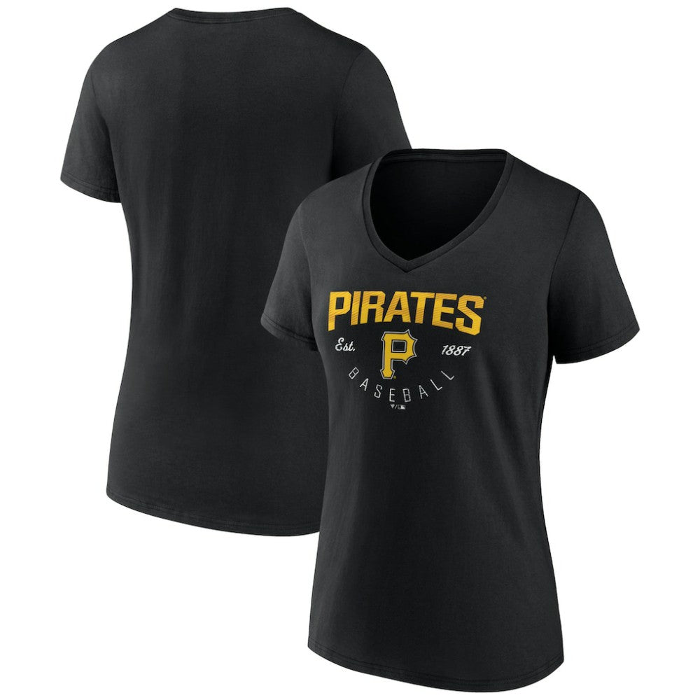 Pittsburgh Pirates Women's Live For It Team V-Neck T-Shirt - Black - MLB Online