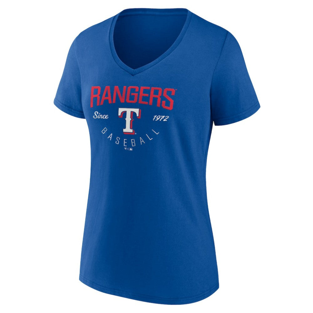 Texas Rangers Women's Live For It Team V-Neck T-Shirt - Royal - MLB Sale