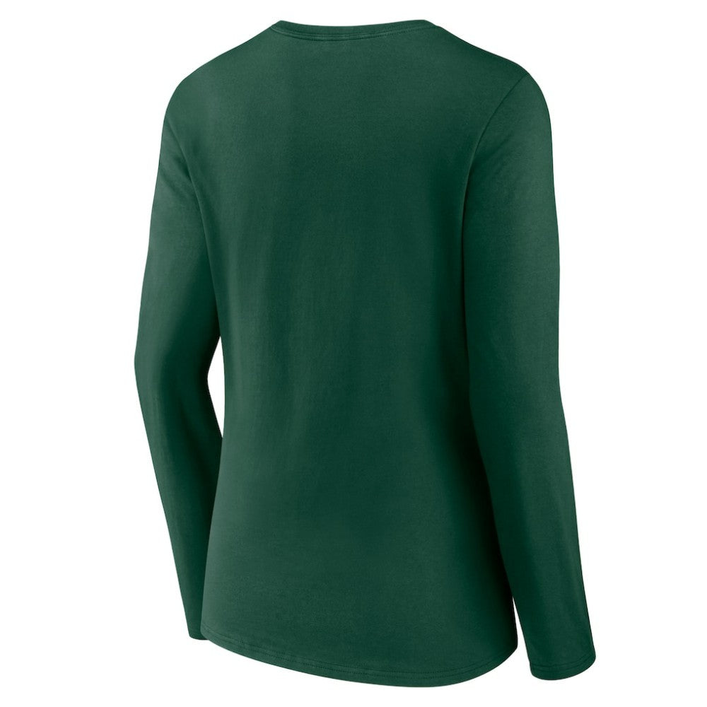 Athletics Women's Live For It Long Sleeve Long Sleeve V-Neck T-Shirt - Green - MLB Lifestyle