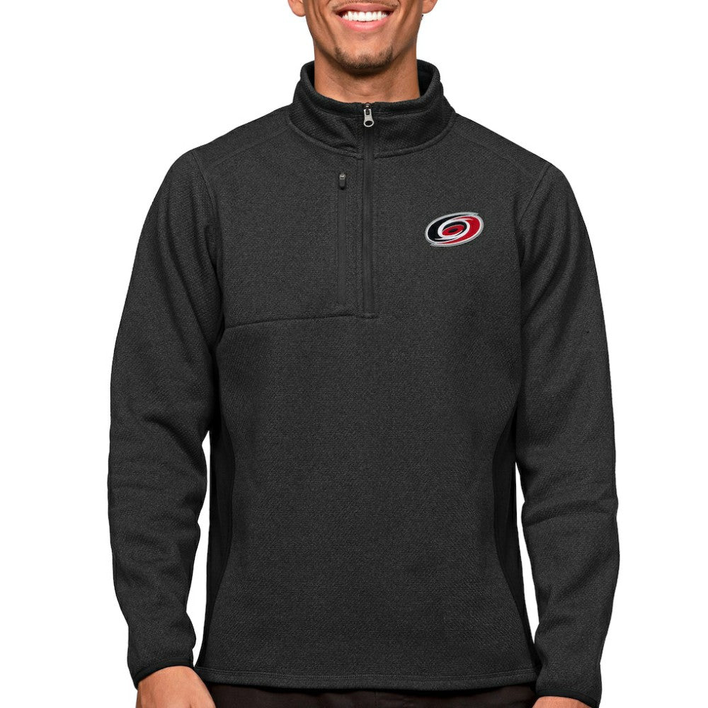 Carolina Hurricanes Antigua Course Quarter-Zip Pullover Top - Heather Black - NHL 5082341