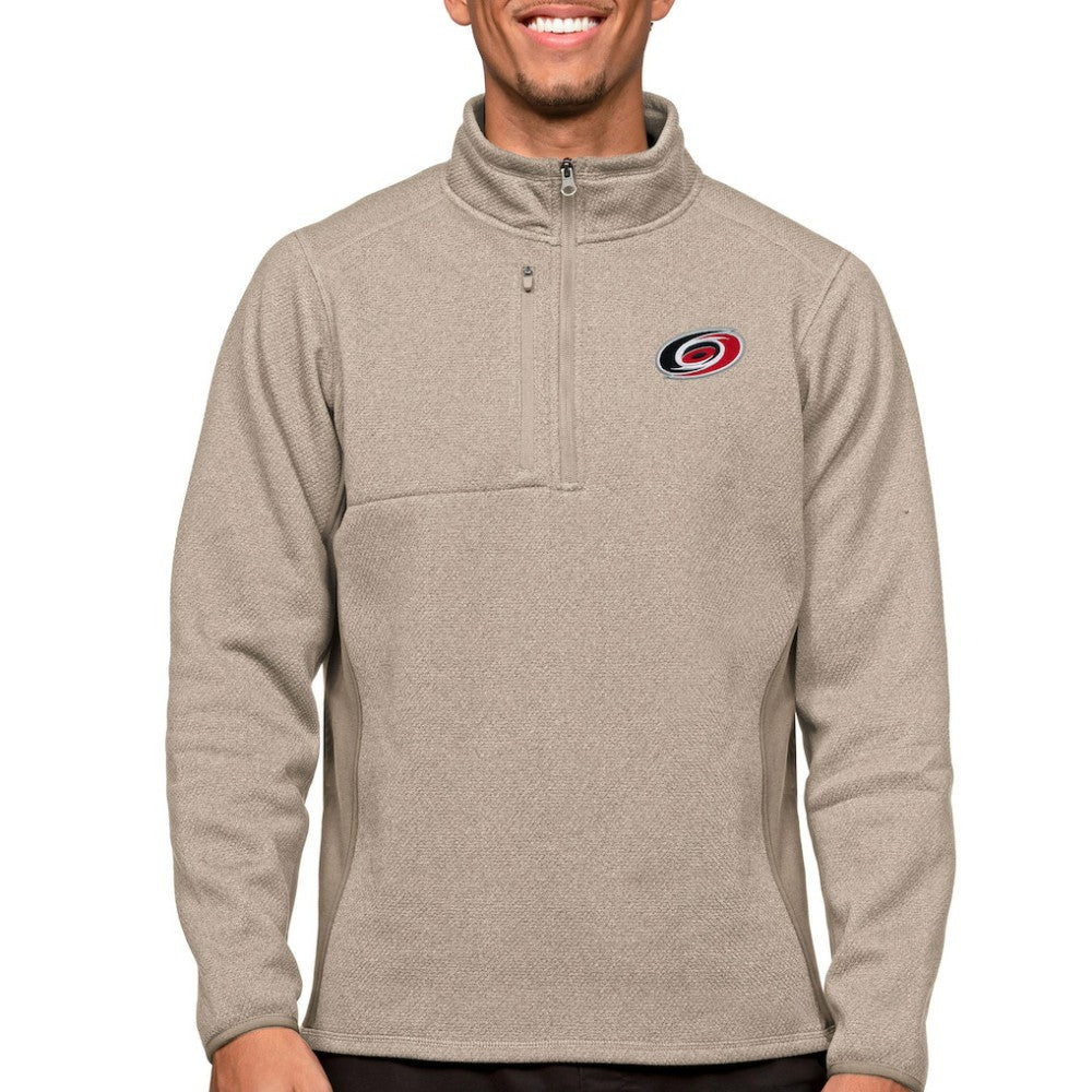 Carolina Hurricanes Antigua Course Quarter-Zip Pullover Top - Oatmeal - NHL 5082344