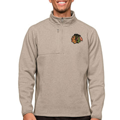 Chicago Blackhawks Antigua Course Quarter-Zip Pullover Top - Oatmeal - NHL 5082348