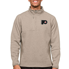 Philadelphia Flyers Antigua Course Quarter-Zip Pullover Top - Oatmeal - NHL 5082416