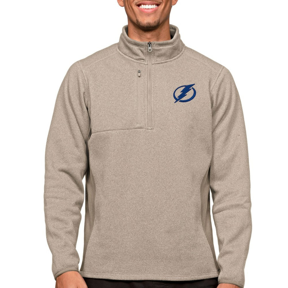 Tampa Bay Lightning Antigua Course Quarter-Zip Pullover Top - Oatmeal - NHL 5082439