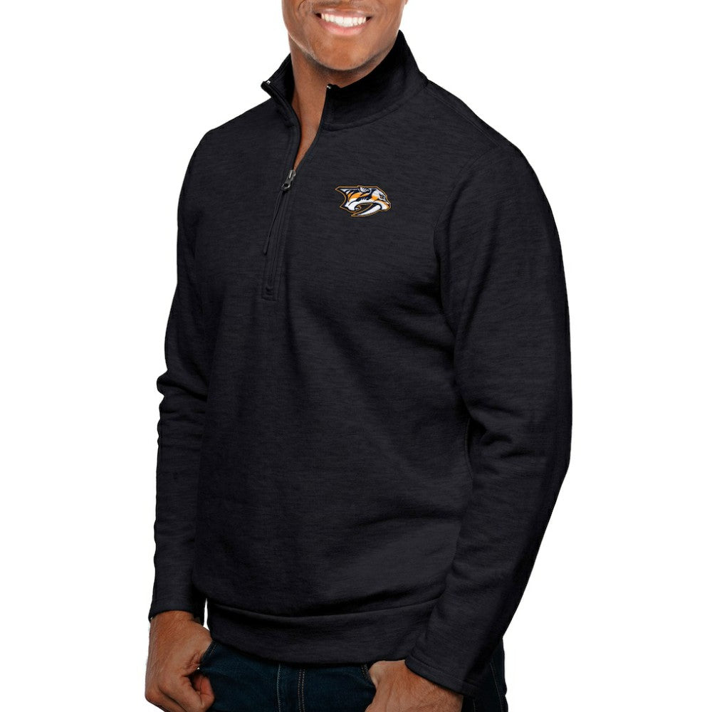 Nashville Predators Antigua Gambit Quarter-Zip Pullover Top - Heather Black - NHL 5082728