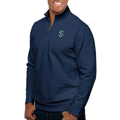 Seattle Kraken Antigua Gambit Quarter-Zip Pullover Top - Heather Navy - NHL 5082765