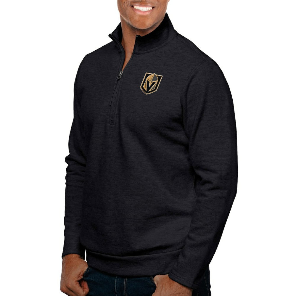 Vegas Golden Knights Antigua Gambit Quarter-Zip Pullover Top - Heather Black - NHL 5082788