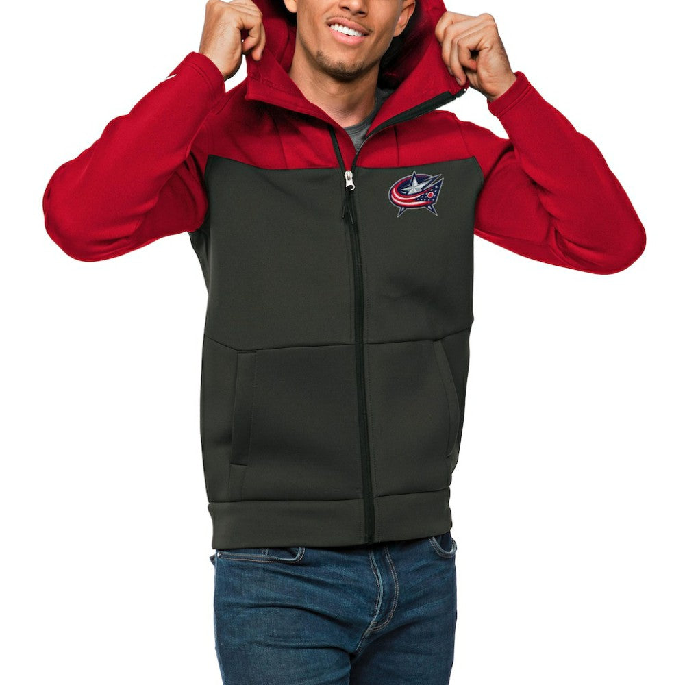 Columbus Blue Jackets Antigua Protect Full-Zip Hoodie - Red/Charcoal - NHL 5083150