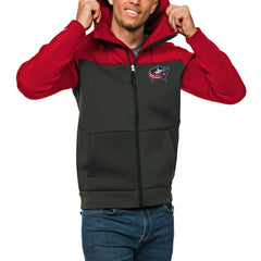 Columbus Blue Jackets Antigua Protect Full-Zip Hoodie - Red/Charcoal - NHL 5083150