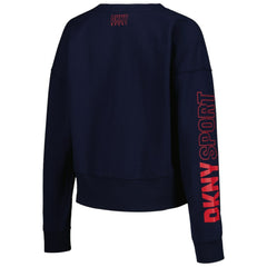 Atlanta Braves DKNY Sport Women's Lily V-Neck Pullover Sweatshirt - Navy - MLB Lifestyle