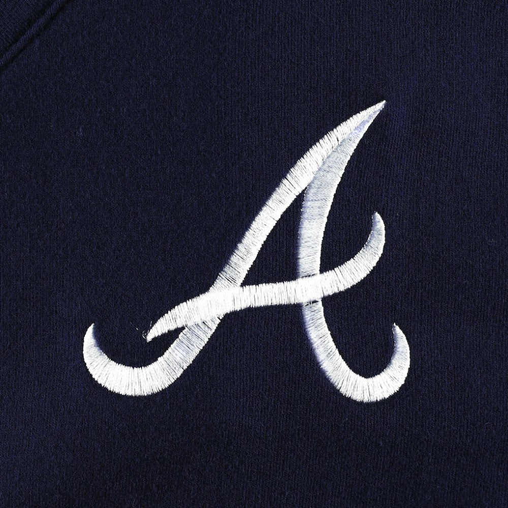 Atlanta Braves DKNY Sport Women's Lily V-Neck Pullover Sweatshirt - Navy - MLB Lifestyle